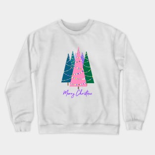 Colourful Christmas Trees and Christmas Lights Crewneck Sweatshirt
